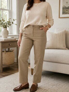 Talbots Curvy Khaki Straight Leg Pants Size 8 Neutral Classic Workwear